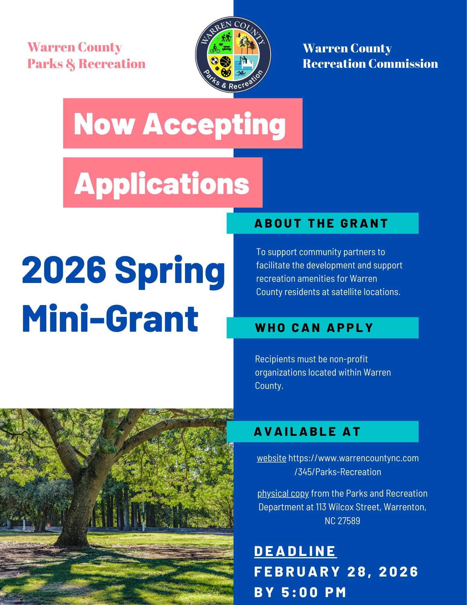 Warren - REMINDER! Deadline to submit your application for the 2026 ...