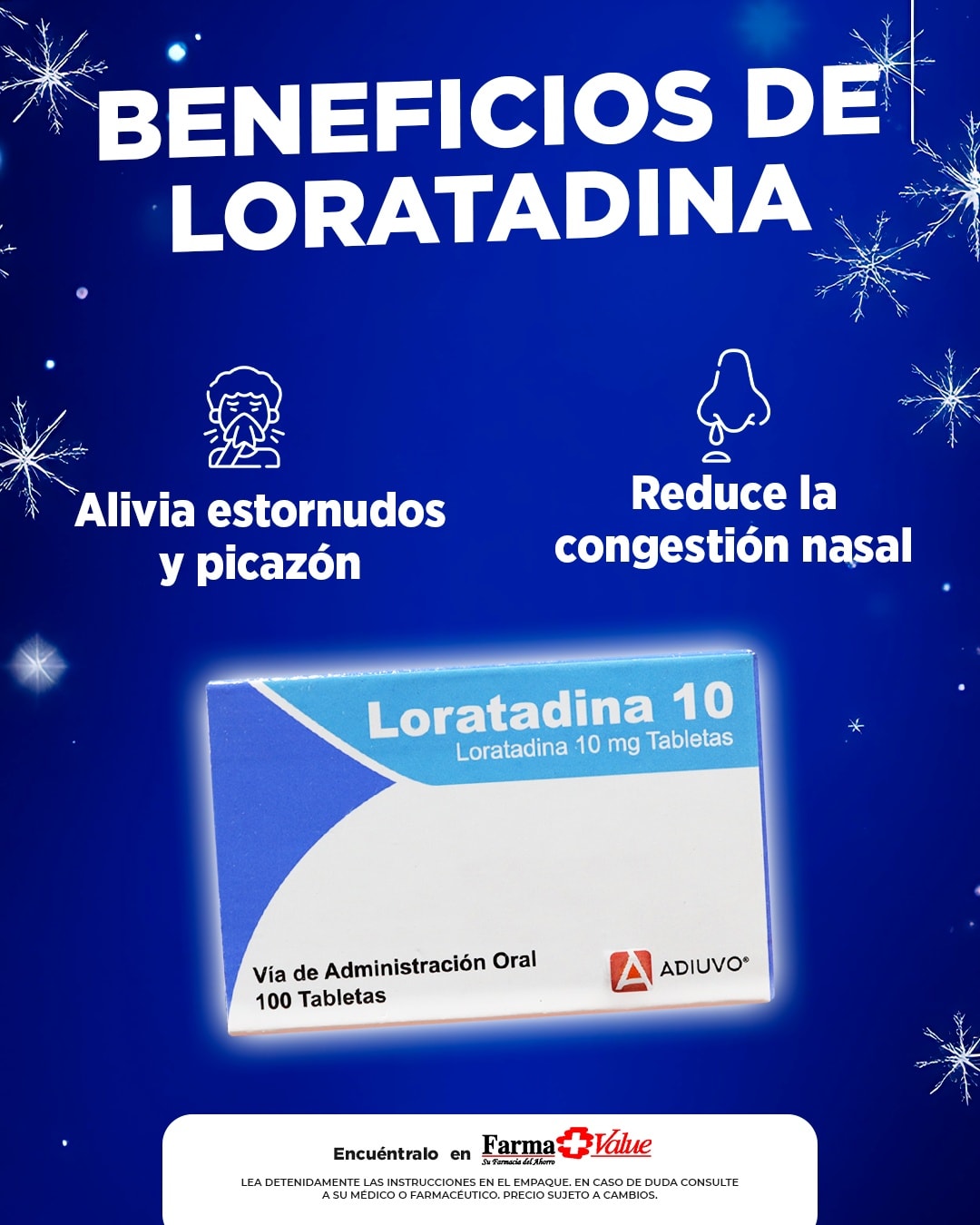 Disfruta de las fiestas de fin de año y alivia la congestión nasal con Loratadina! 👉🏼Pídelo a través de tu app del ahorro📲 o llámanos al 2520-3500📞 #FarmaValue #FarmaAhorro #AppDelAhorro #PreciosBajosSiempre #EligeAhorrar