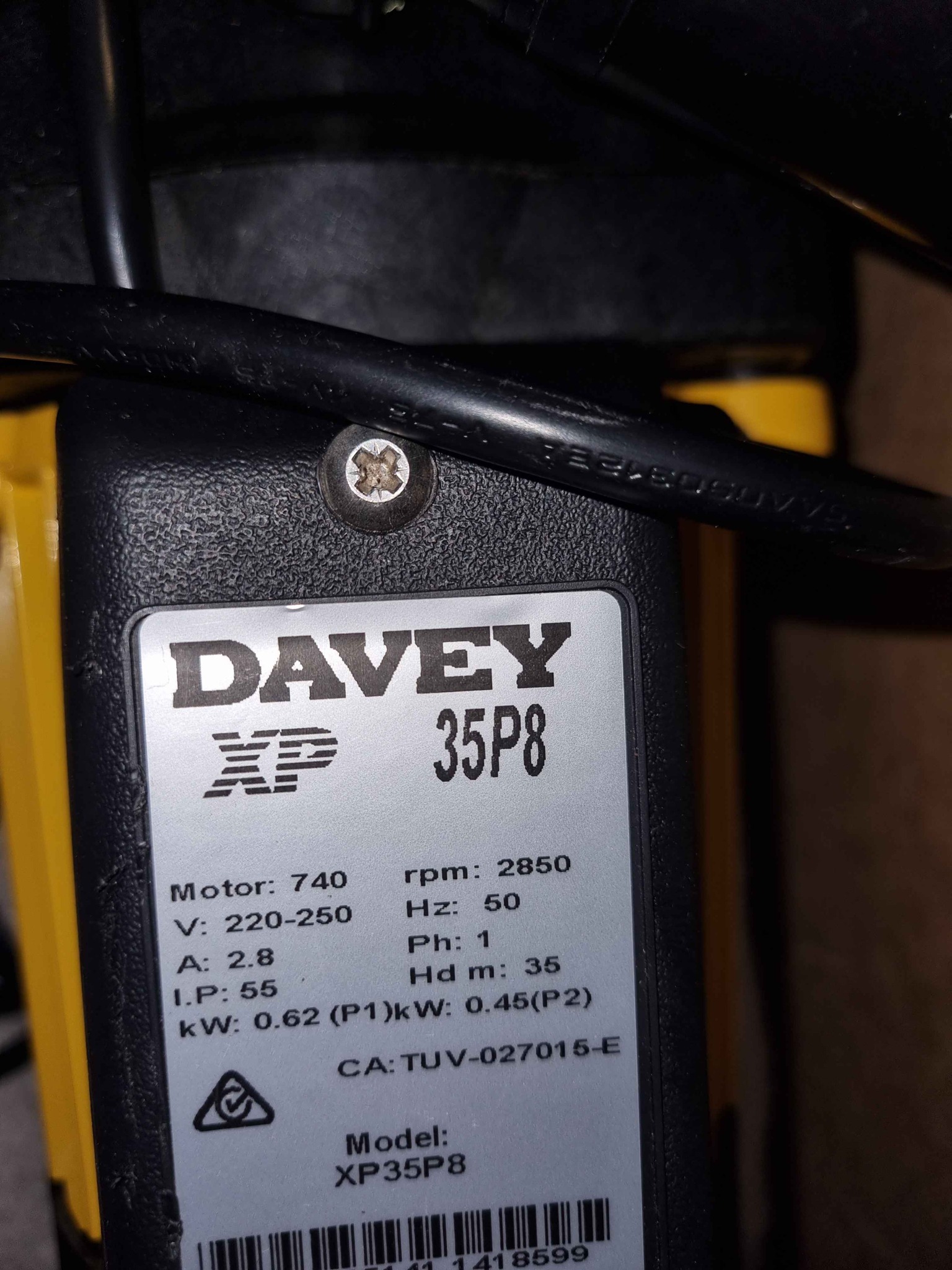 Davey XP 35P8 Pressure Pump 8LT Pressure Tank - Air Tools - Lismore ...