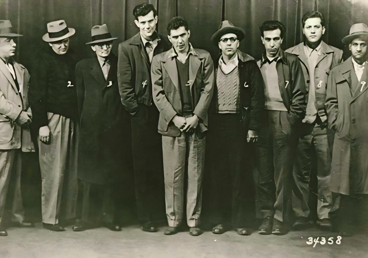 Chicago Gangsters in a 1952 lineup - (l-r) Americo De Pietto
