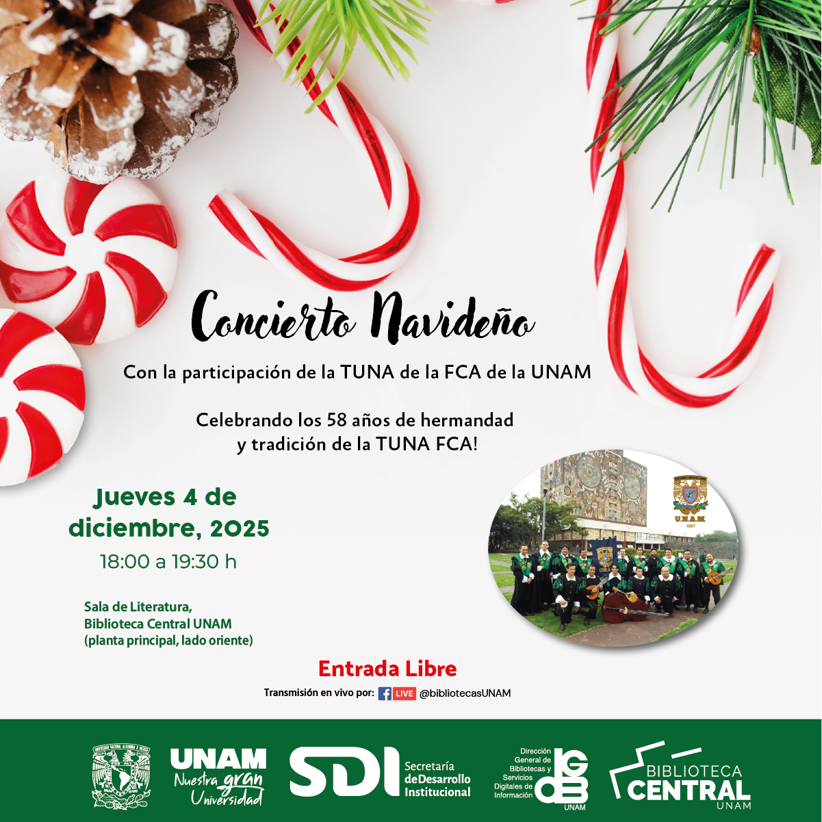 📢 ‼ ACOMPÁÑANOS ‼ 👇🏾 Al Concierto Navideño de la Biblioteca Central ...