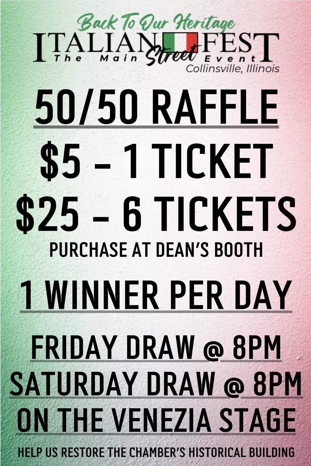 Italian - Don’t miss your chance to WIN BIG at Italian Fest! 🎟️ Our 50/ ...