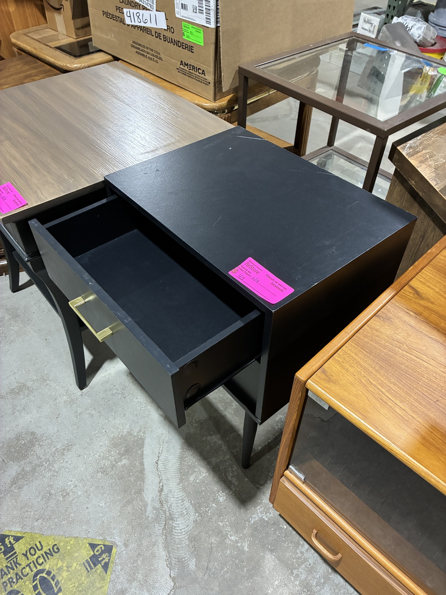 Ann - SOLD! Two Drawer Black and Gold Side Table (photo 2 of 3) $40 ...