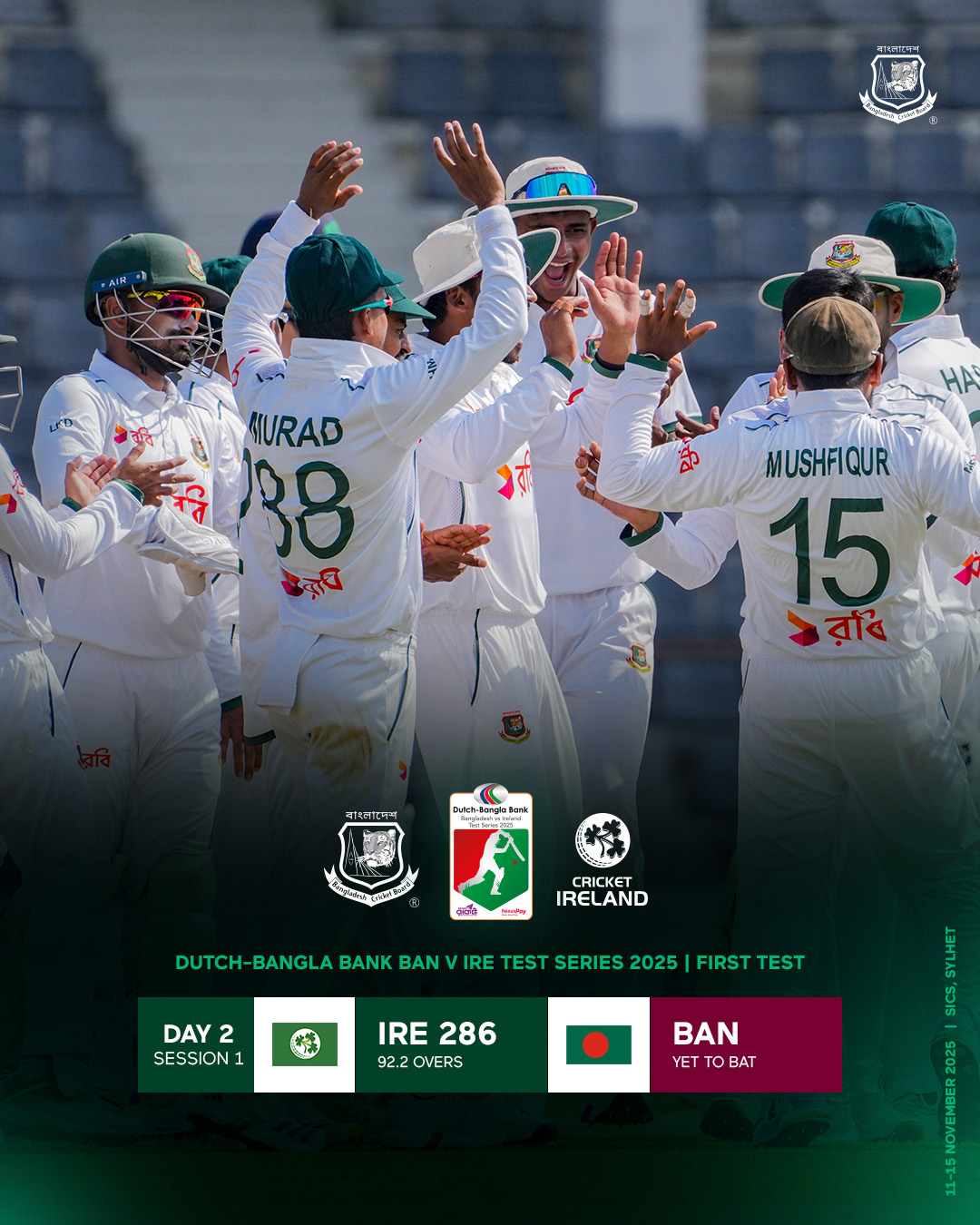 Ireland 286 on the board... - Bangladesh Cricket : The Tigers | Facebook