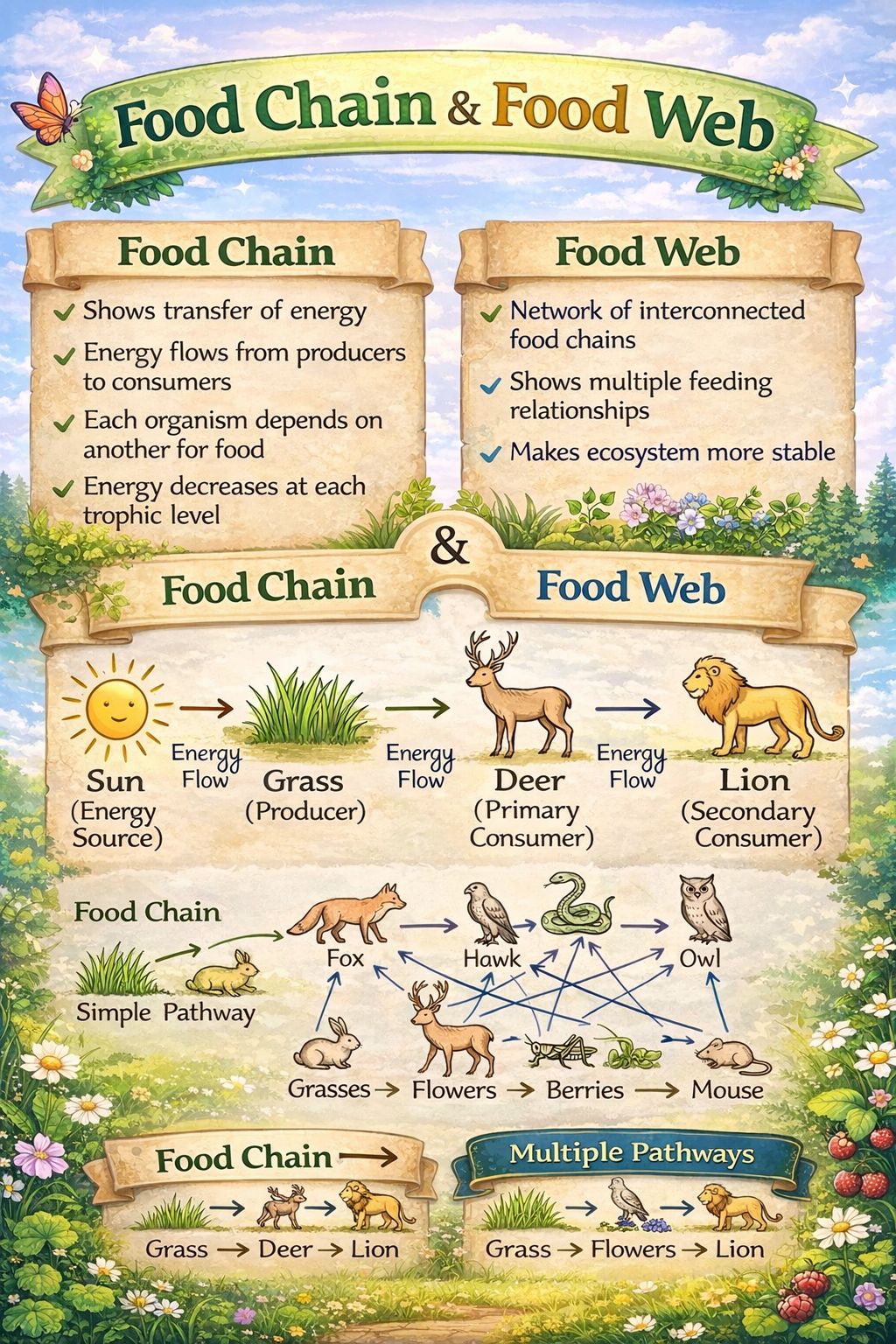 A food chain shows a single,... - Biology Physics Chemistry | Facebook