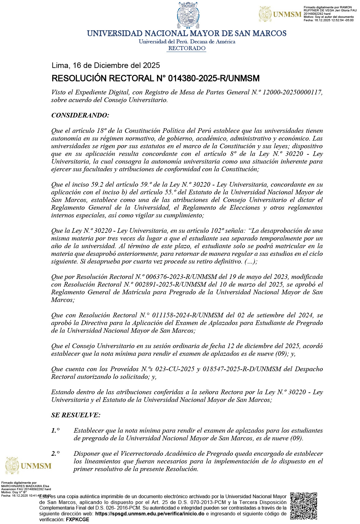 Vicerrectorado - 📢📝 #Comunicado | Mediante la Resolución Rectoral N ...
