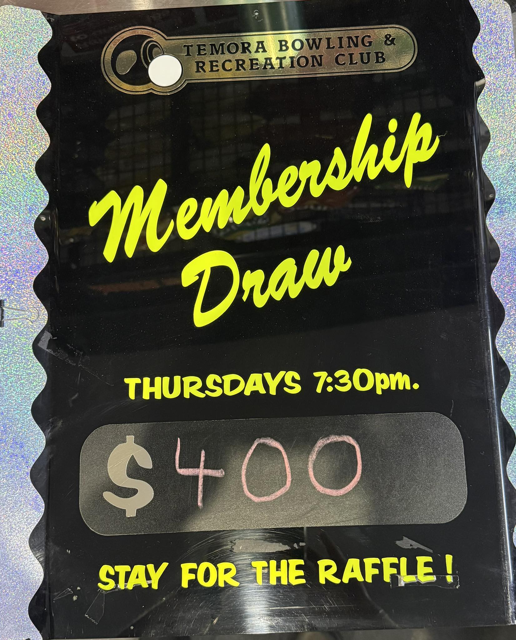Temora - Our members raffle is at $400 tonight. Members draw kicks off ...