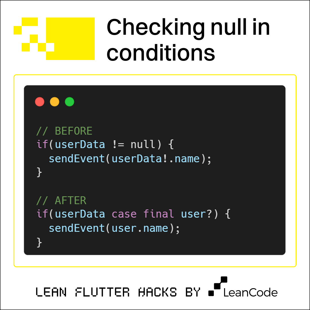 LeanCode - 🚀 #LeanFlutterHacks – Ep. 1: Checking null in... | Facebook