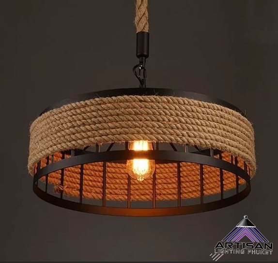 โคมไฟห้อย Pendant Lamp Manila Rope 20mm.E27 sockets ไฟห้อยเชือกมะนิลา ...