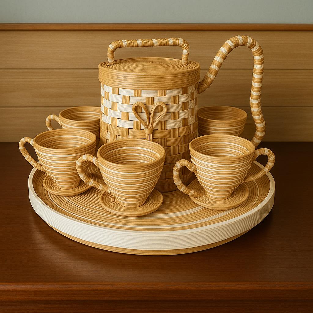 JK - Elegant handcrafted wicker tea set – timeless charm in every ...