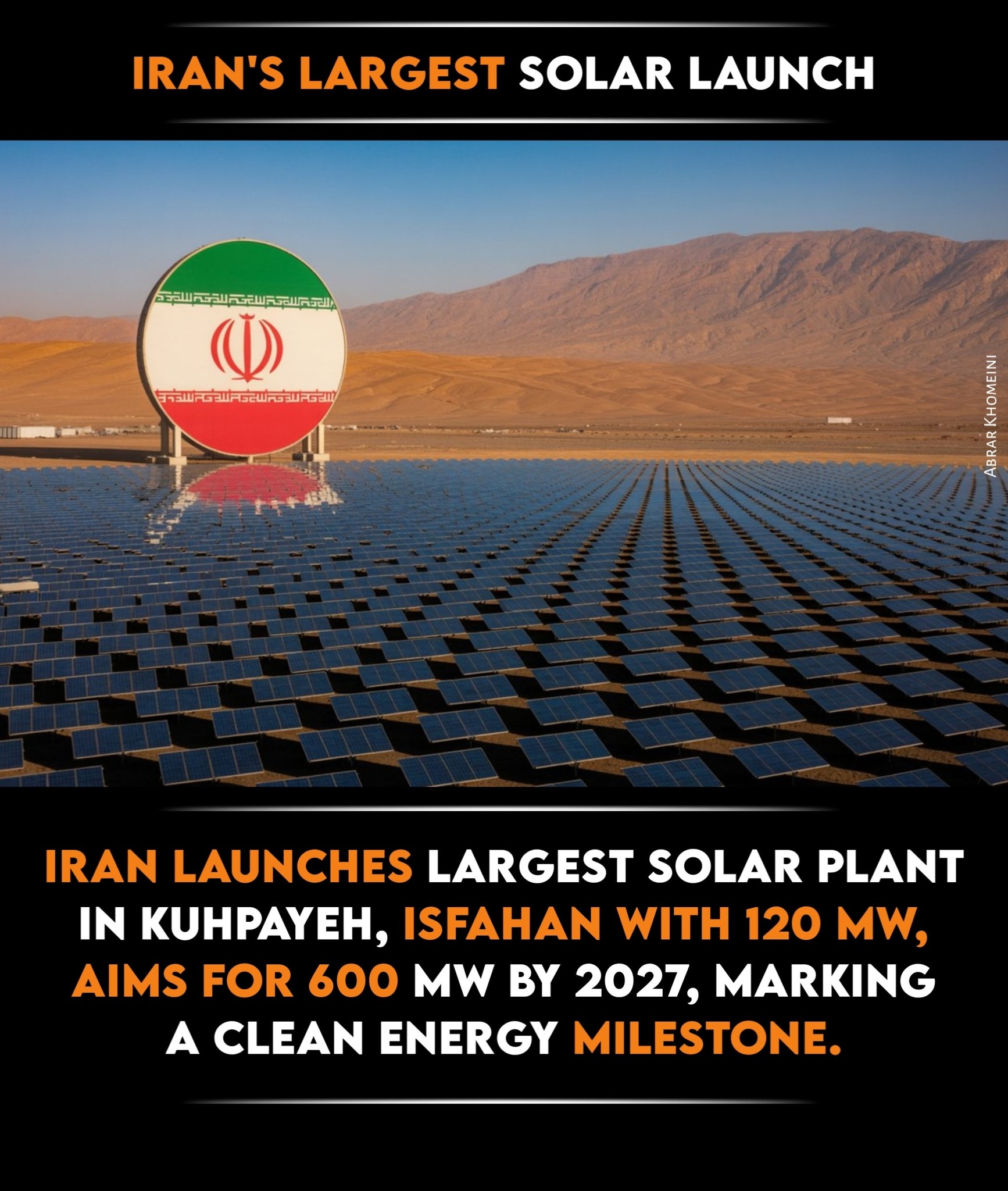 Abrar - Iran 🇮🇷 has just launched its largest solar plant in Kuhpayeh ...