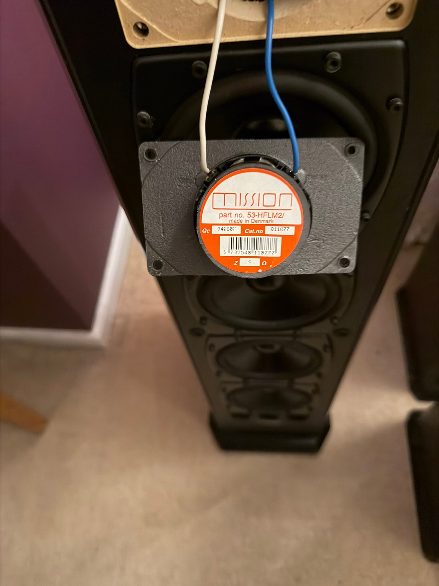 What are the wiring colors for Mission tweeters?