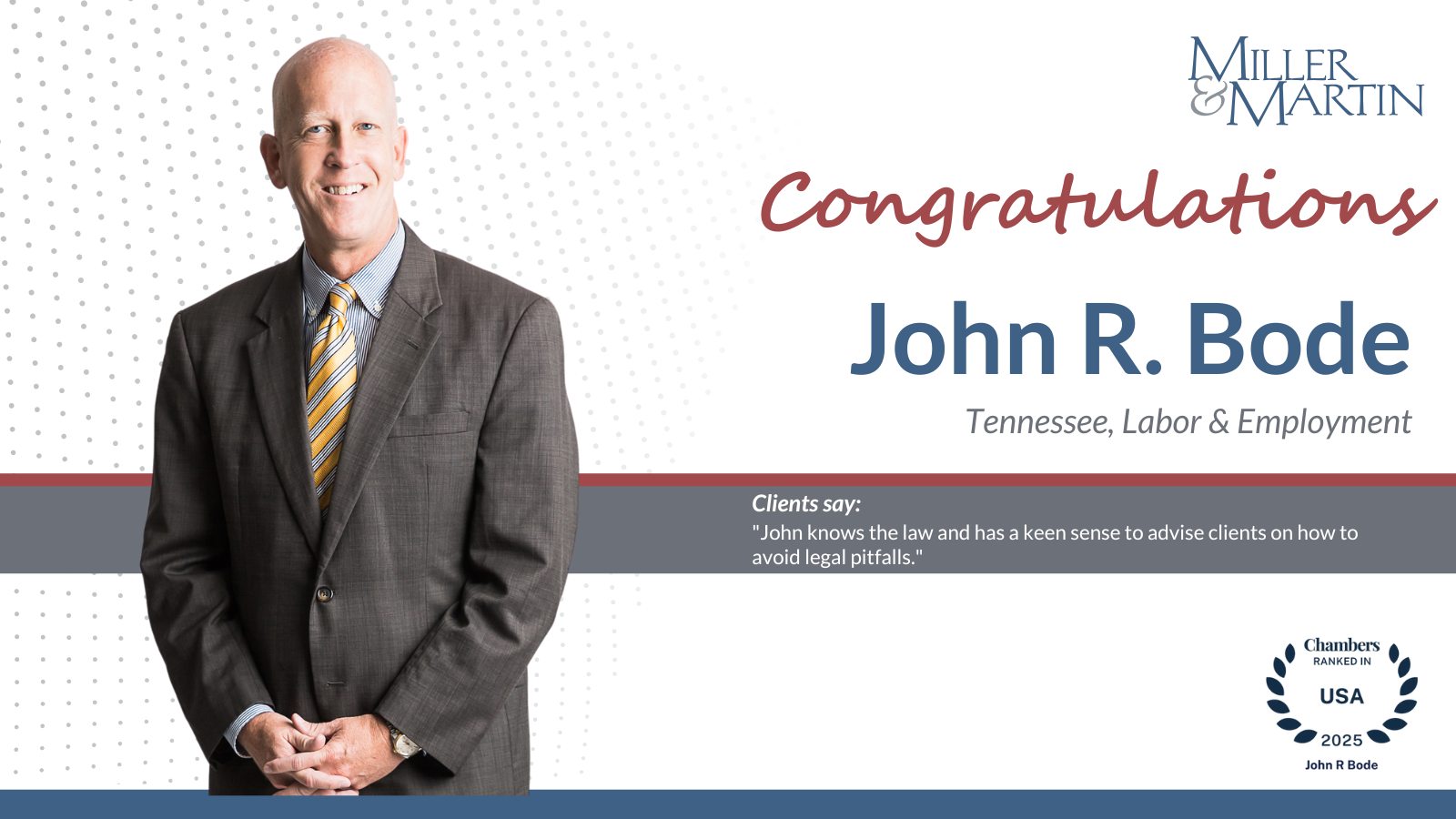 Miller - Congratulations to John R. Bode who has been ranked in the ...