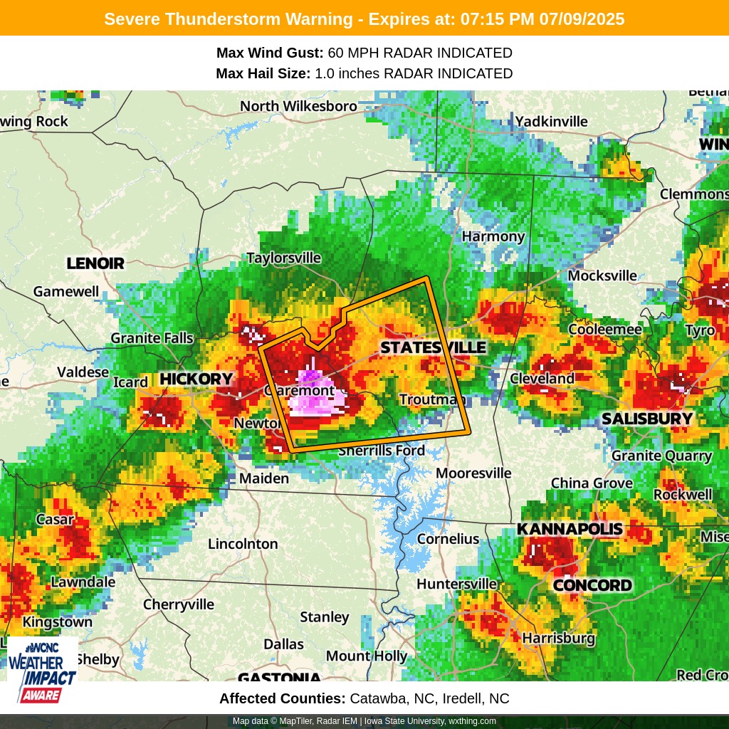 Brad - Weather Update: Severe Thunderstorm Warning for Catawba, NC ...