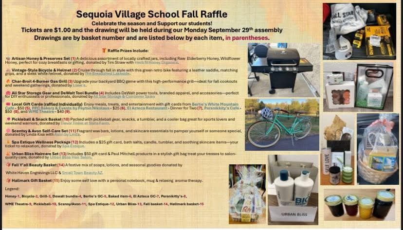 Sequoia - The Fall Raffle has come to Sequoia!! Many incredible items ...