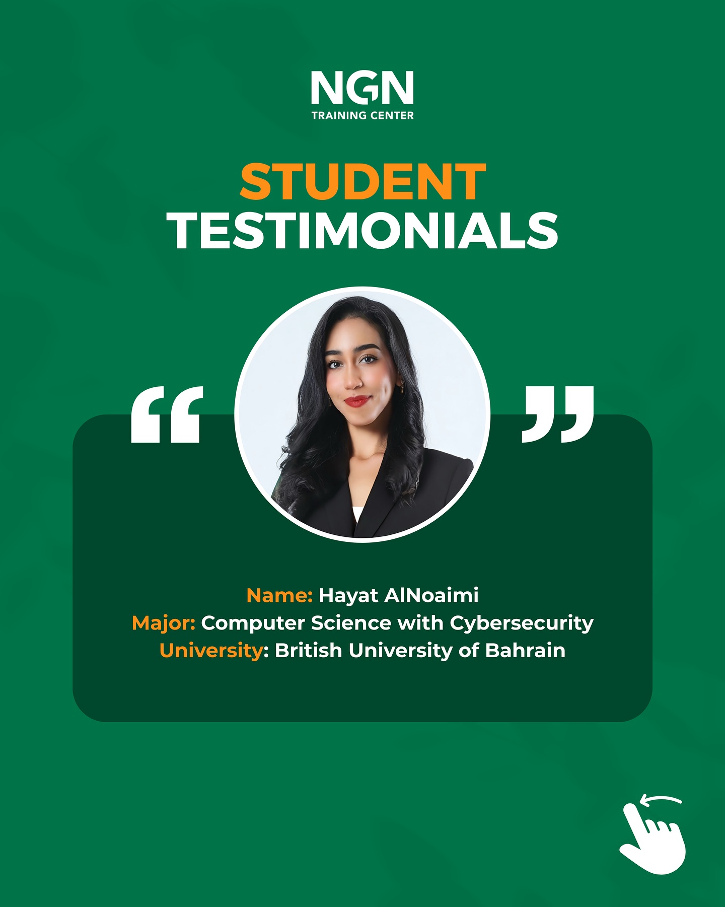 Meet Hayat AlNoaimi, a Computer... - NGNTrainingCenter | Facebook