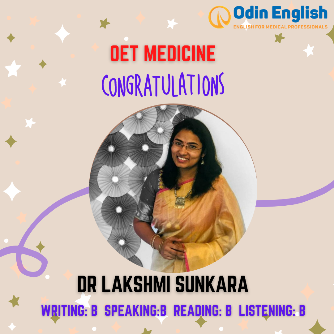 Odin - Huge congratulations to Dr Varalakshmi Akula on passing OET with ...