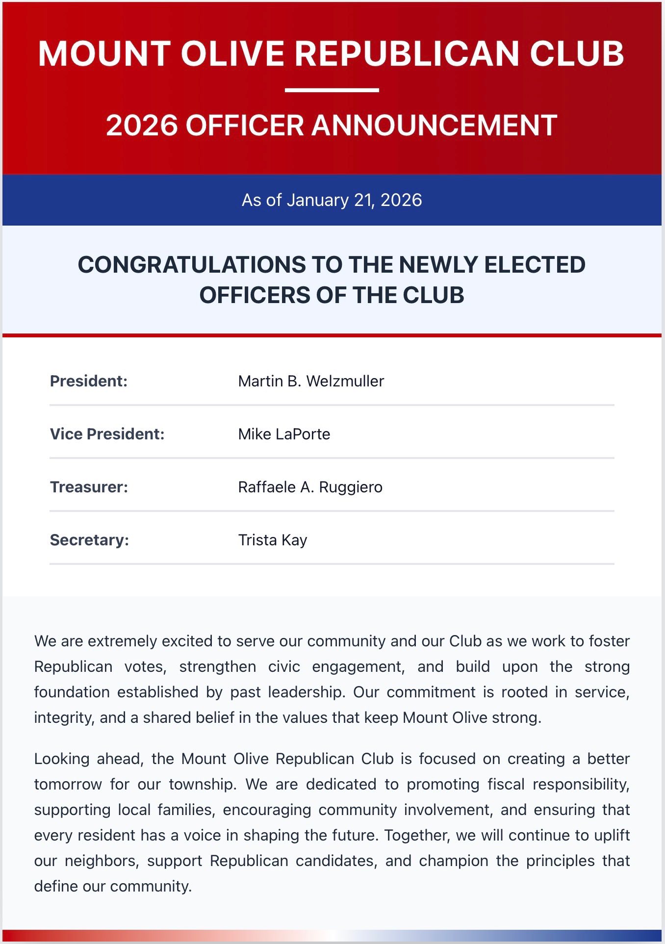 Mount - Congratulations to the newly elected officers of the 2026 Mount ...