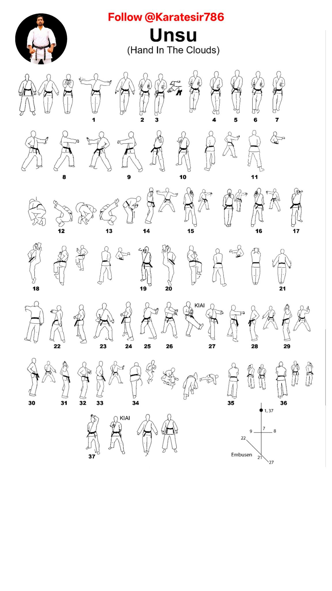 KARATE - The image displays a sequential diagram of the movements for ...