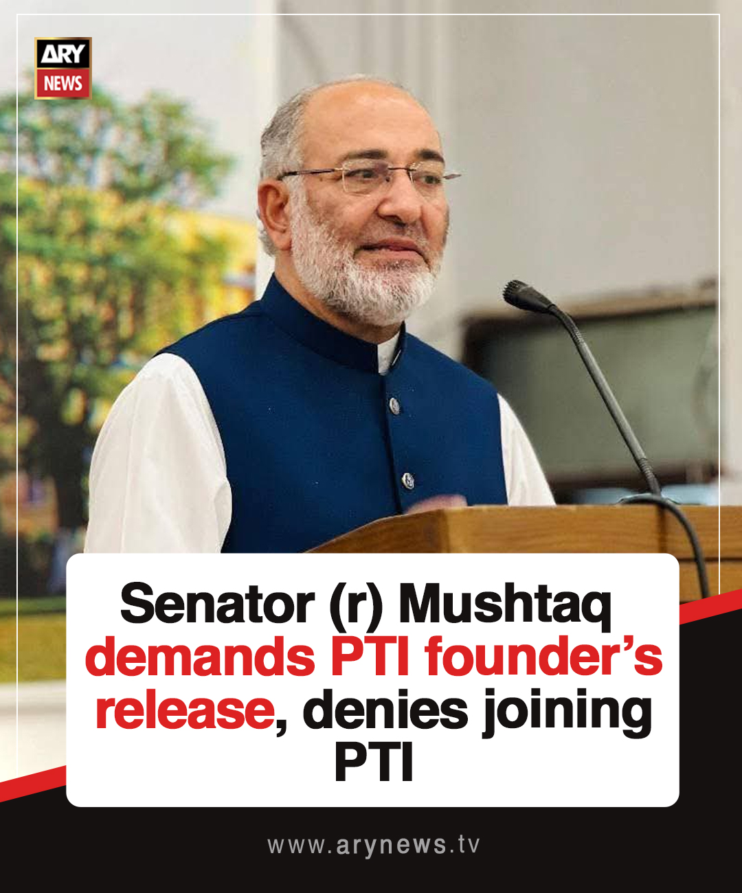 ARY News - Senator (r) Mushtaq demands PTI founder’s... | Facebook