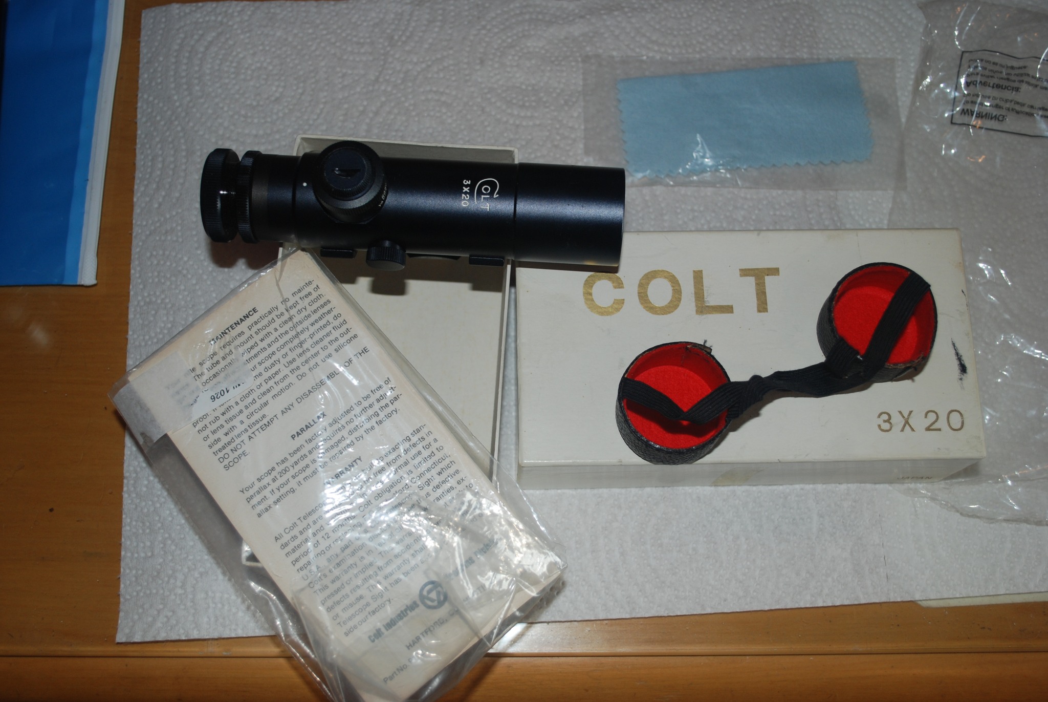1980's original Colt 3x20 scope with inspection sticker