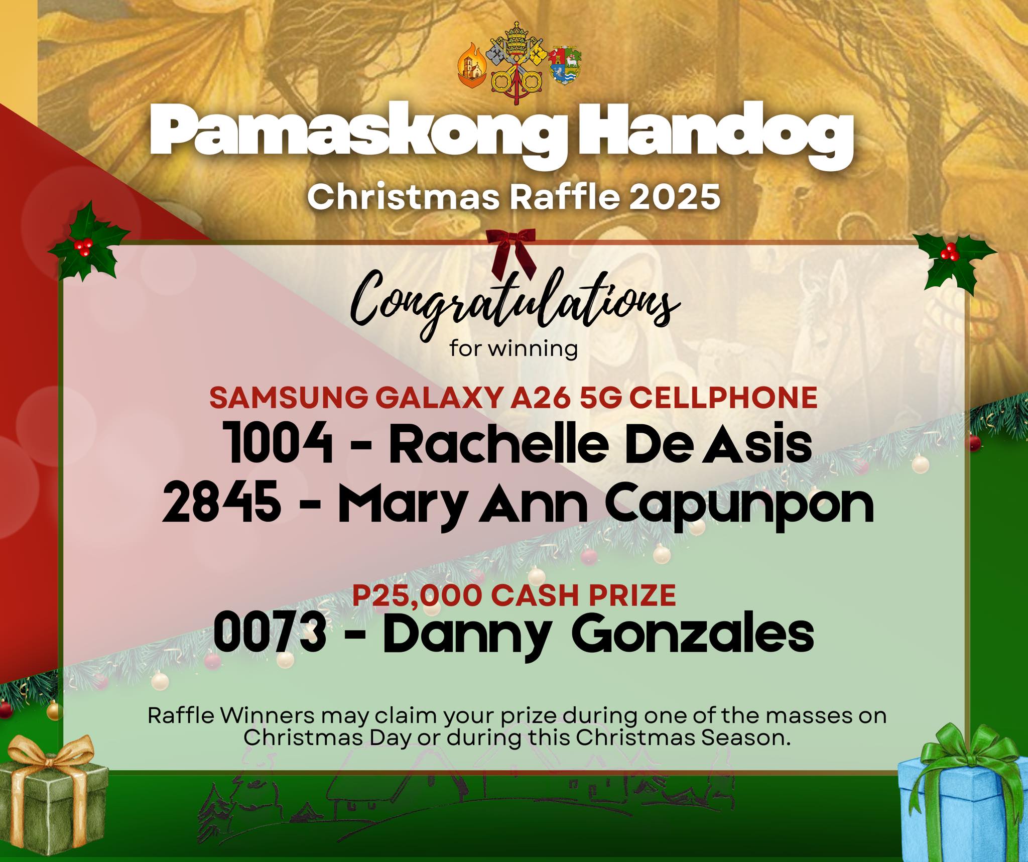Saint - Pamaskong Handog Christmas Raffle Major Prizes ...