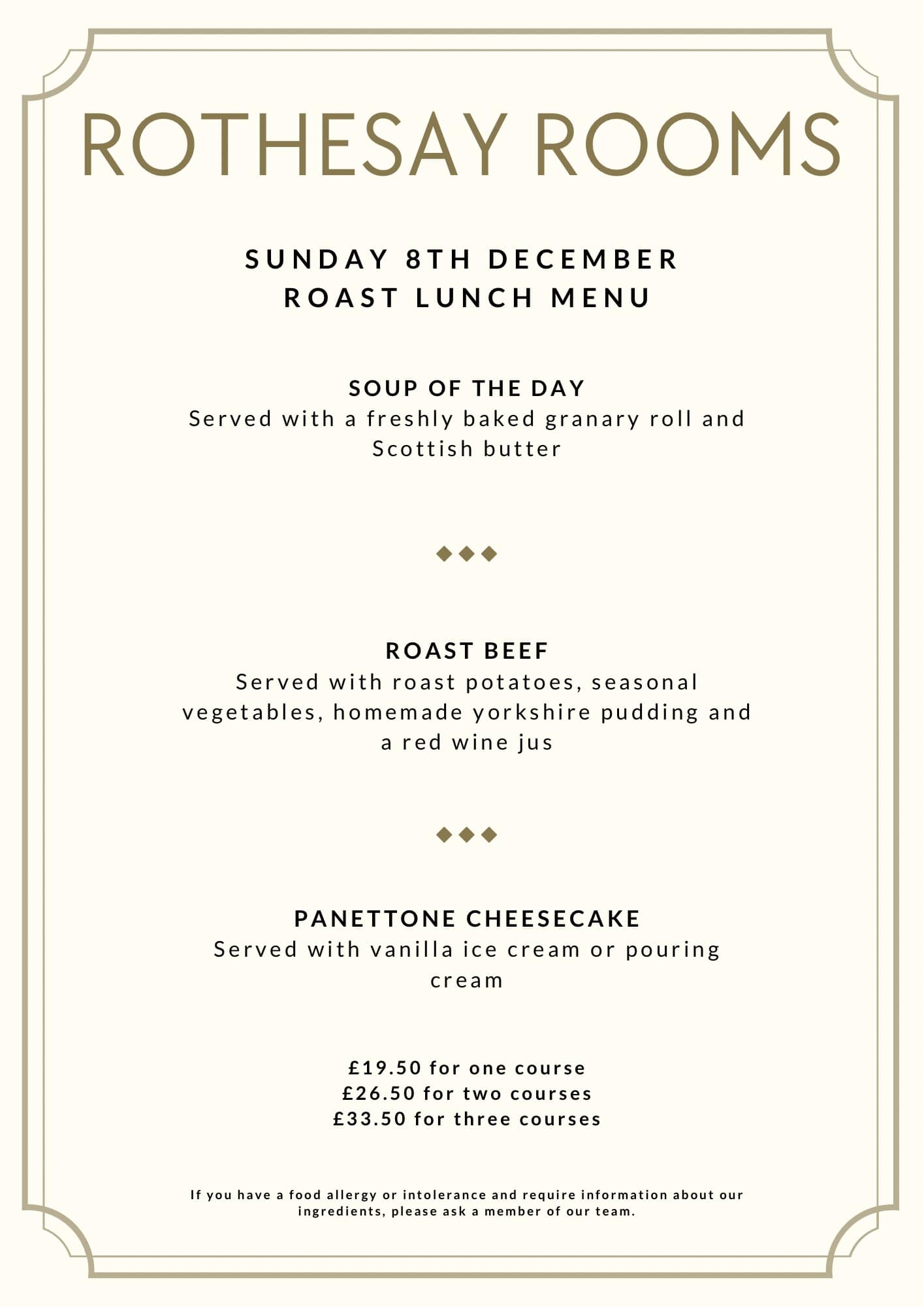 Rothesay Rooms, Ballater - ️Sunday 8th December Menu ️ There’s still a ...