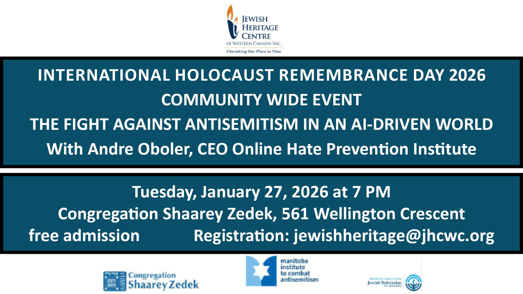 International Holocaust Remembrance Day 2026 Community Wide Event