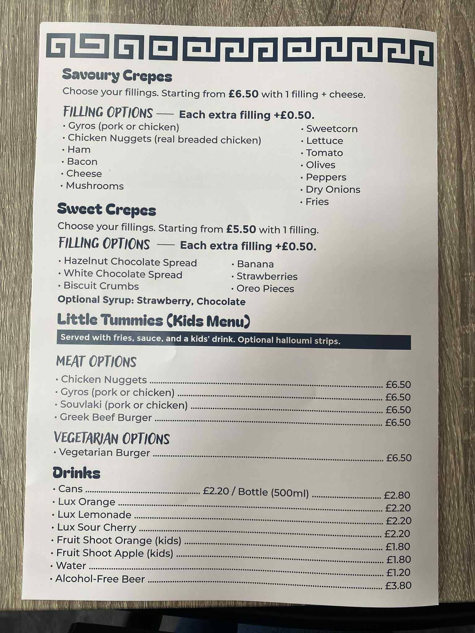 Chepstow Menus