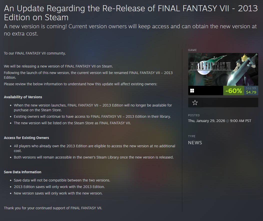 JRPG Warrior - A new version of Final Fantasy VII is... | Facebook