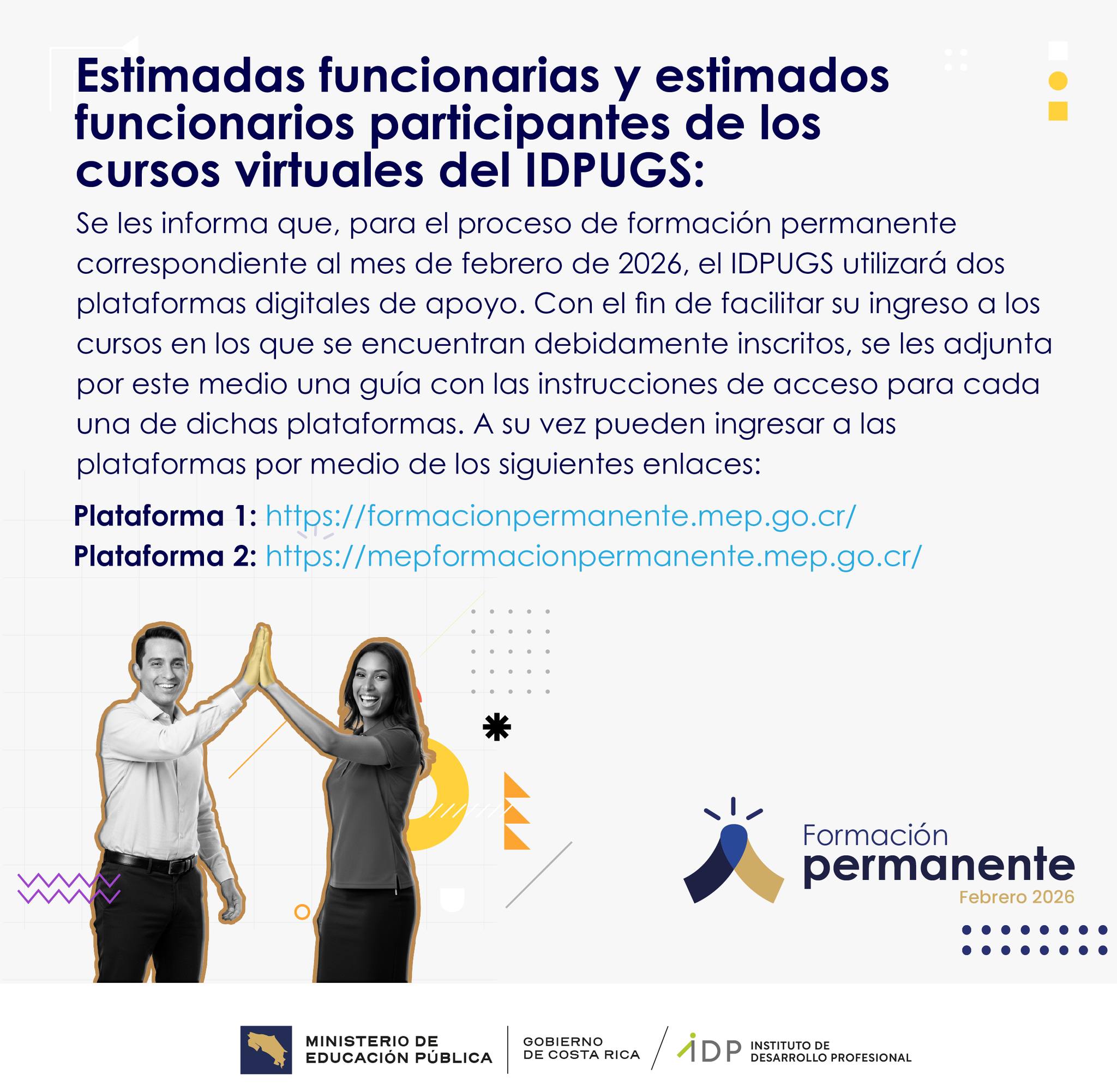 Instituto - Formación Permanente, Febrero 2026 Estimadas funcionarias y ...