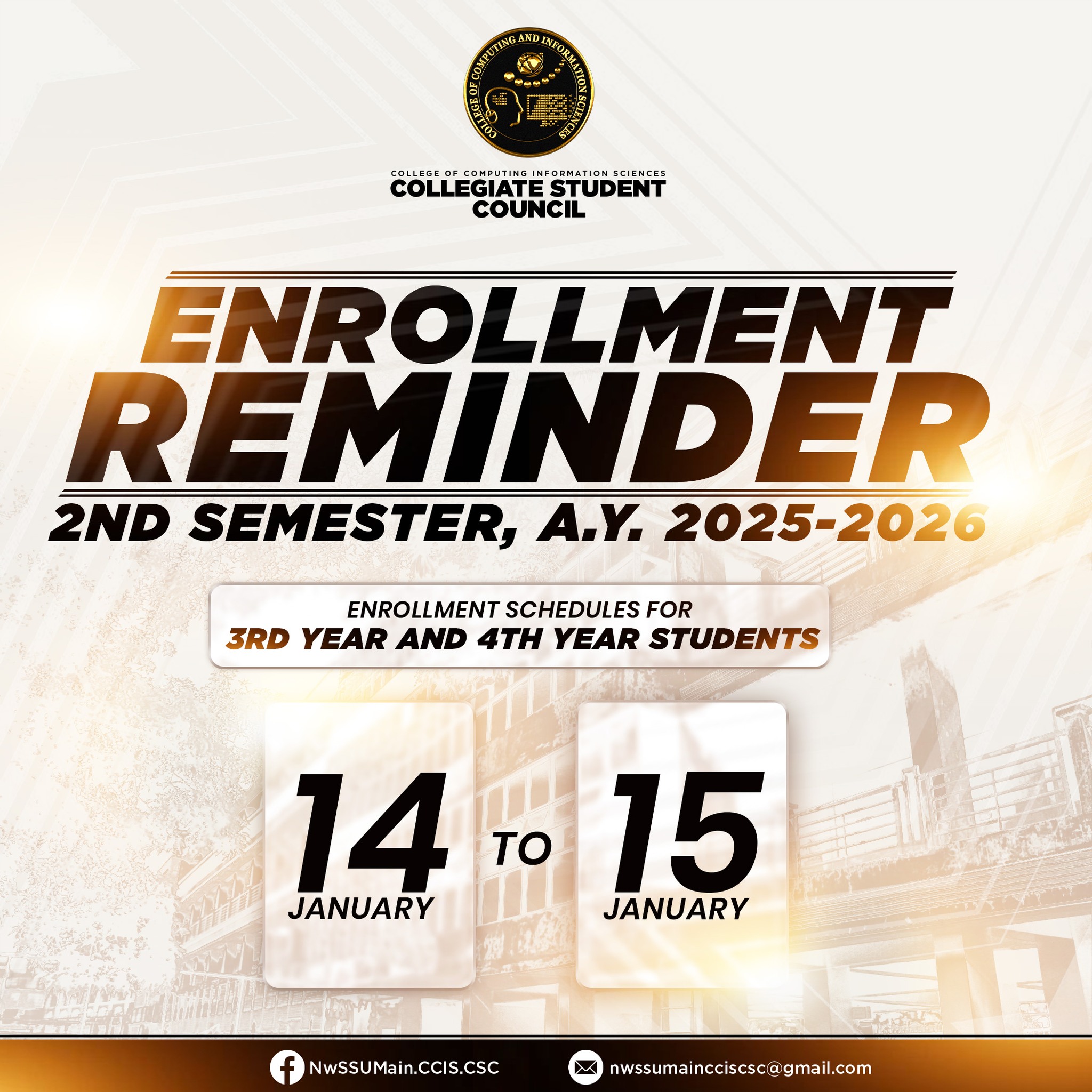 𝐂𝐂𝐈𝐒 𝐄𝐍𝐑𝐎𝐋𝐋𝐌𝐄𝐍𝐓... - NwSSU CCIS Collegiate Student Council | Facebook