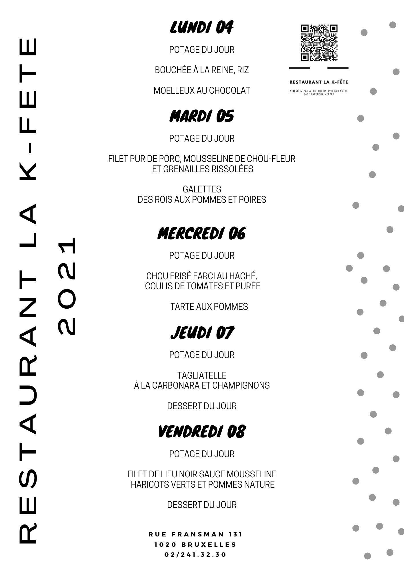 Restaurant La K-Fête - Bonne Année!!! 🎊🎉 Voici nos menus TAKE AWAY pour ...