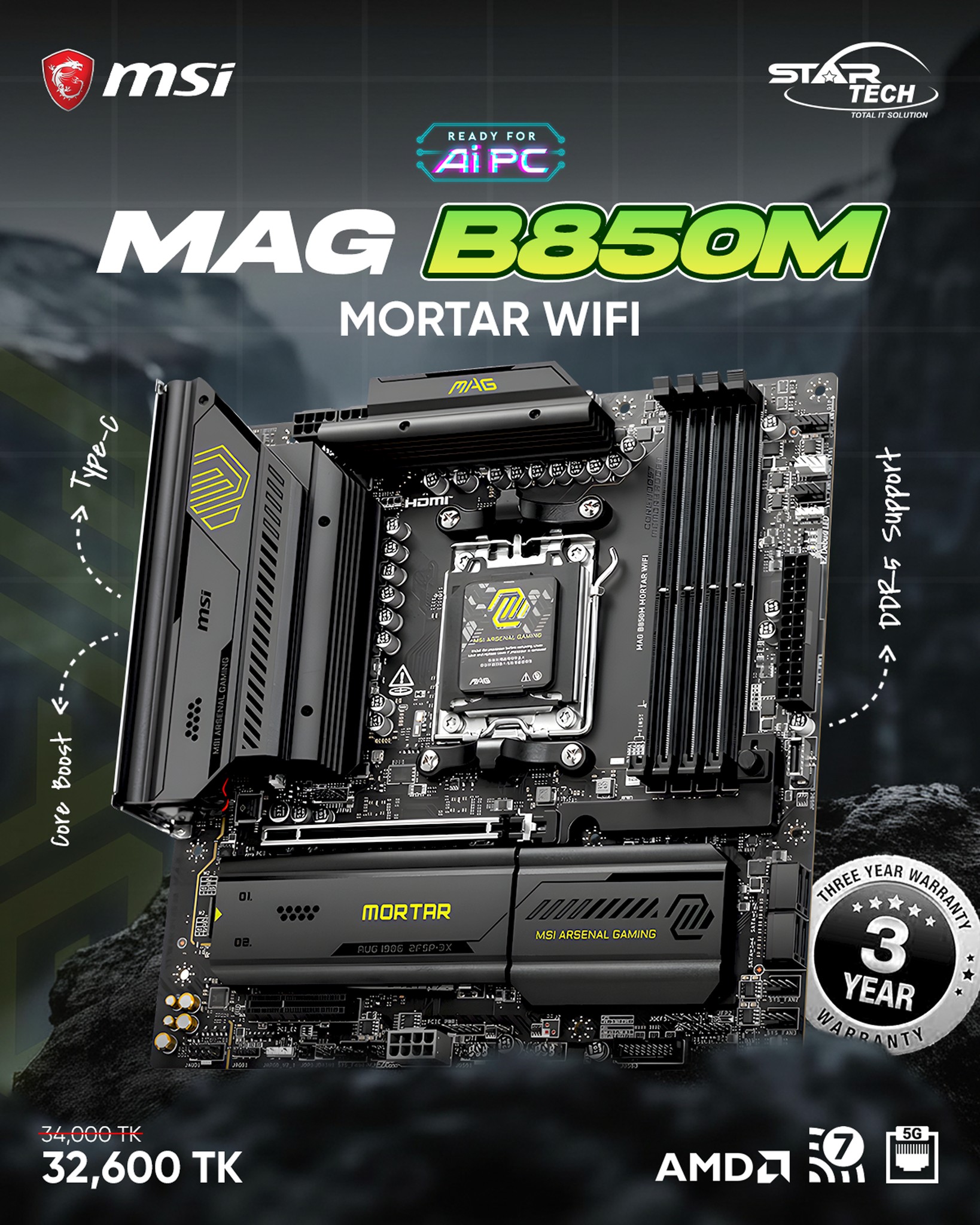 MSI MAG B850M MORTAR WIFI — Built for Next-Gen Ryzen Performance 