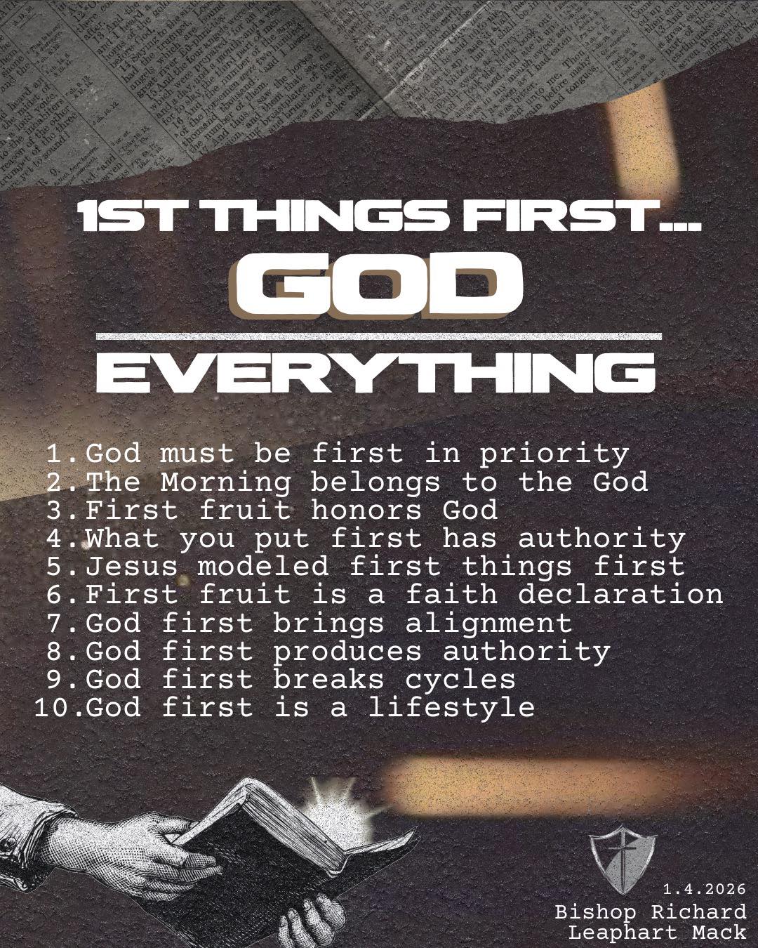 New - 1st Things First… GOD Over Everything This message was a powerful ...