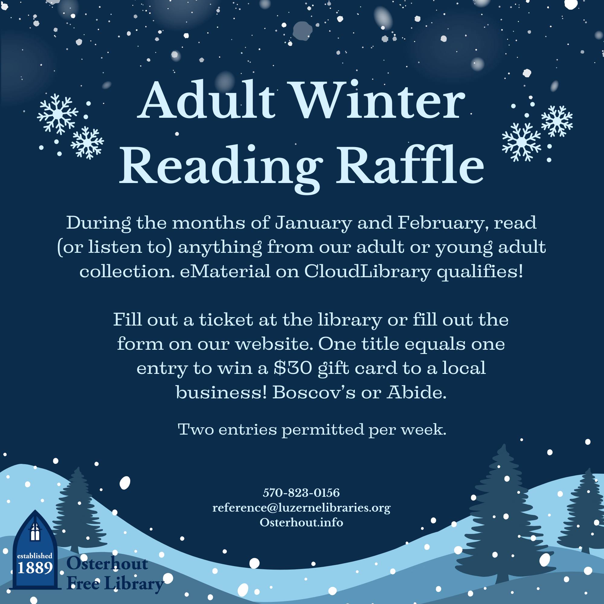 The Adult Winter Reading Raffle... - Osterhout Free Library | Facebook
