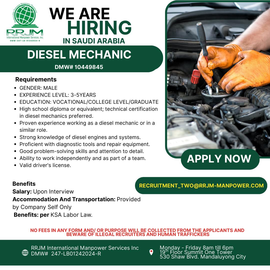 RRJM - ⚡🔧 Drive Your Career Forward – Be a Diesel Mechanic in Saudi ...
