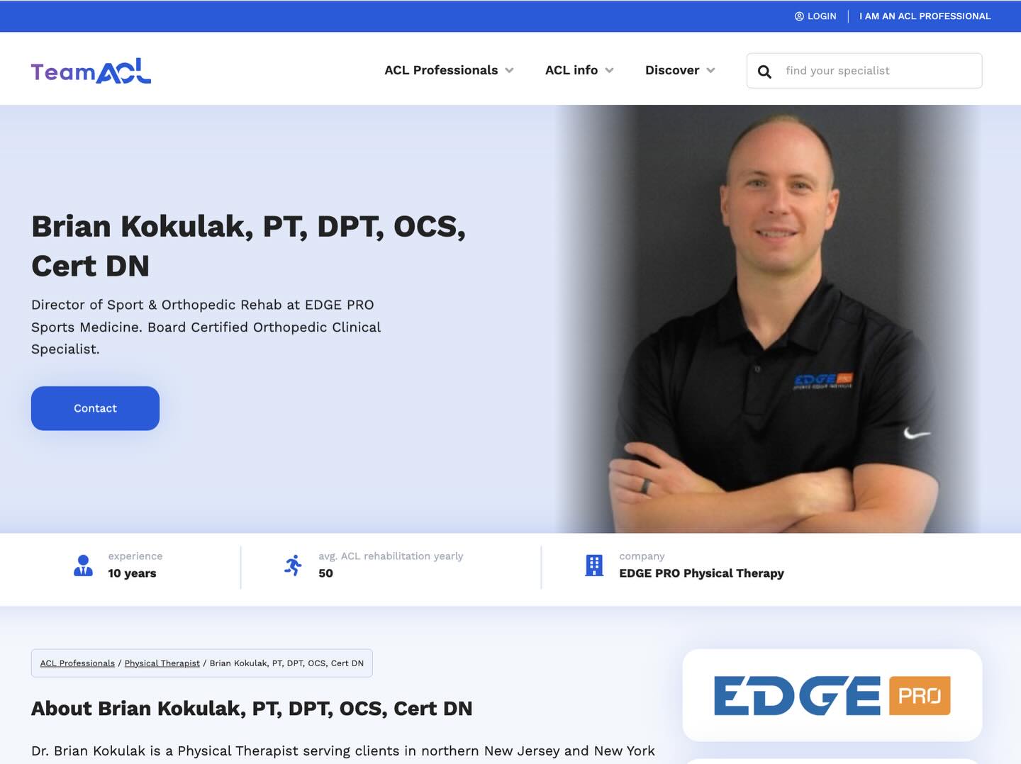 Team ACL - Brian Kokulak, PT, DPT, OCS, Cert DN 🇺🇸... | Facebook