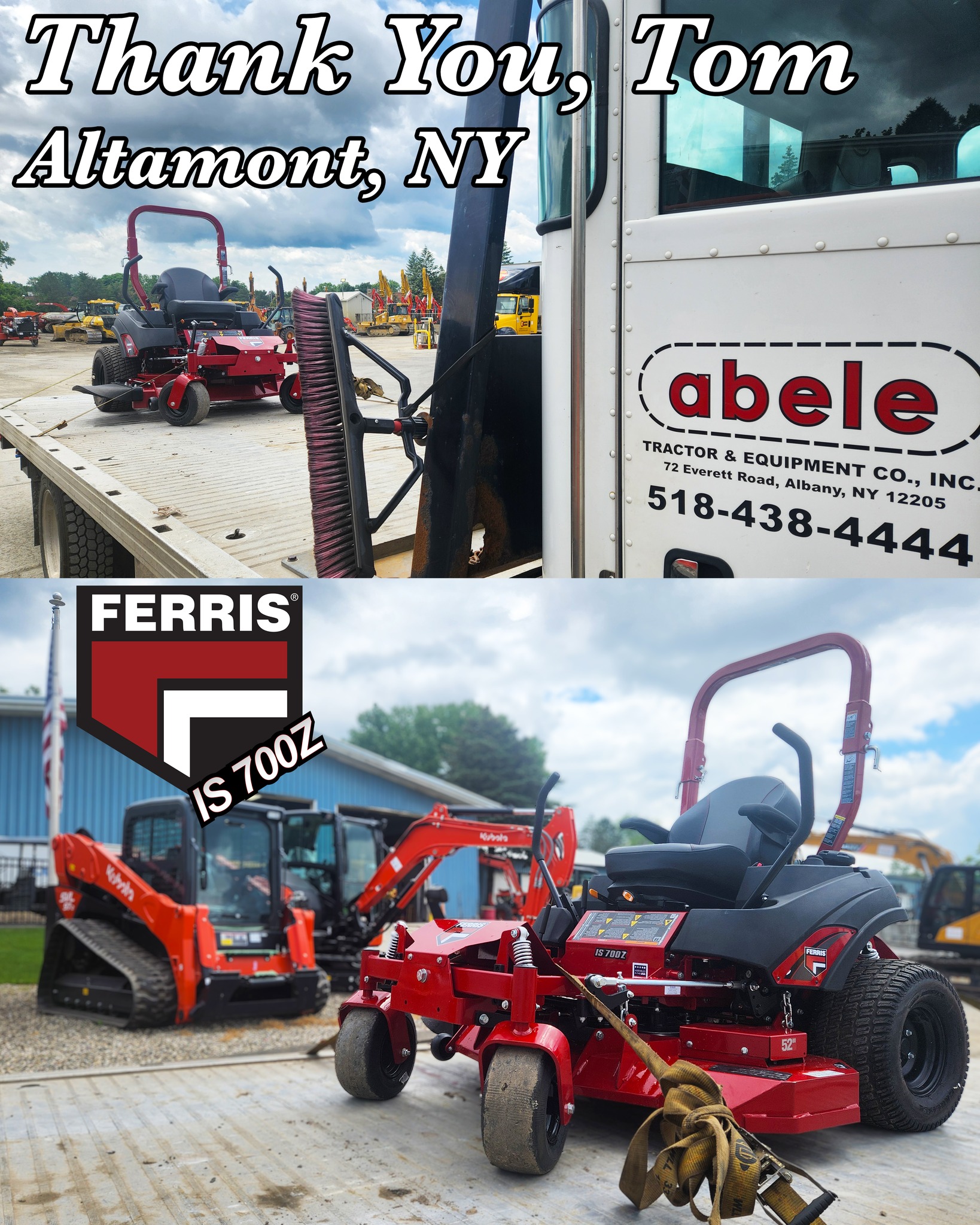 Abele Tractor customer purchases new zero turn mower