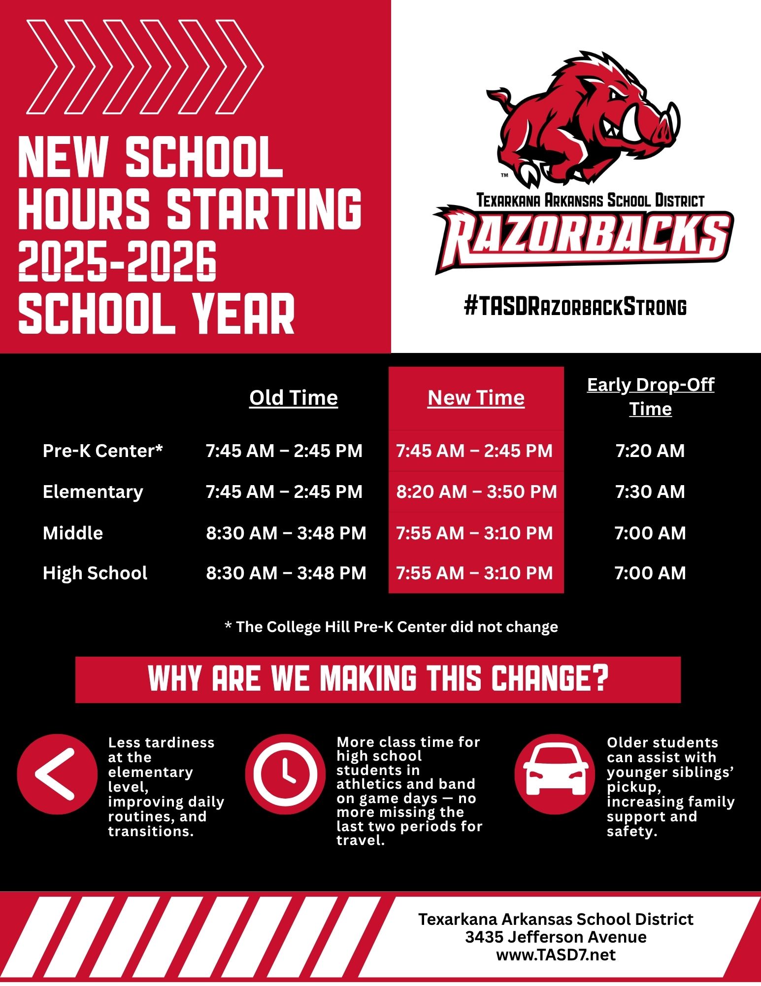 New School Hours... - Texarkana Arkansas School District | Facebook