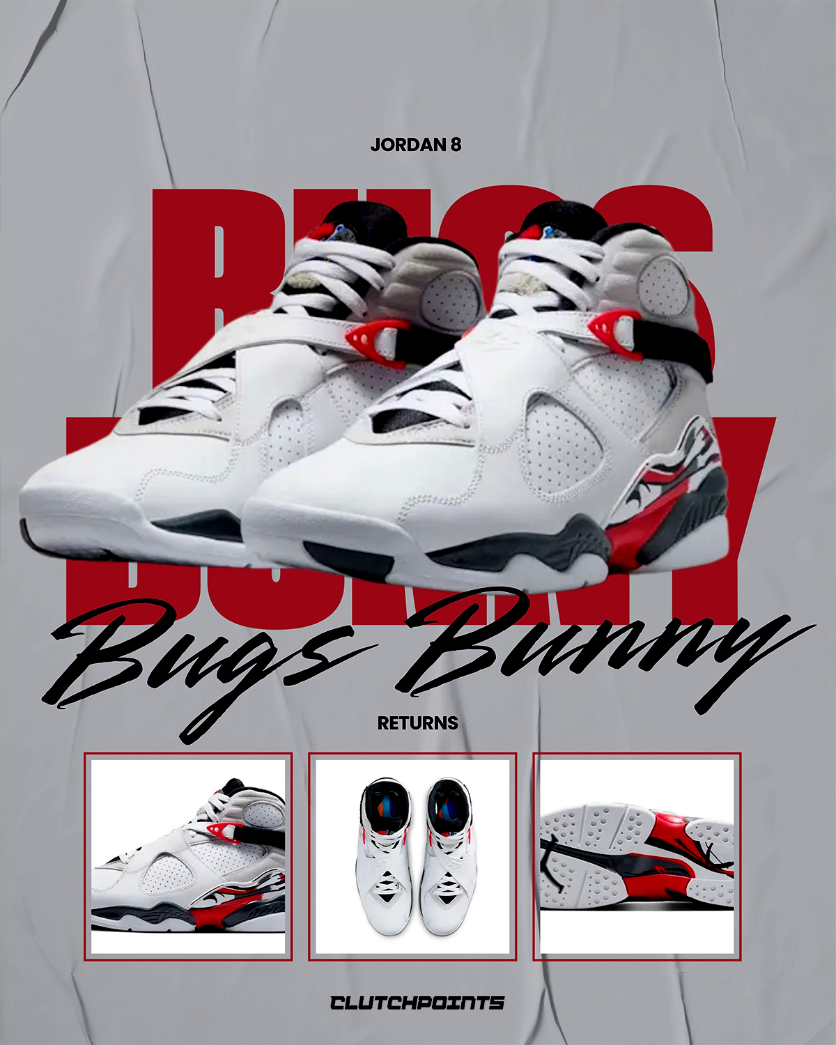 The Air Jordan 8 “Bugs Bunny” drops on December 20, 2025, making 