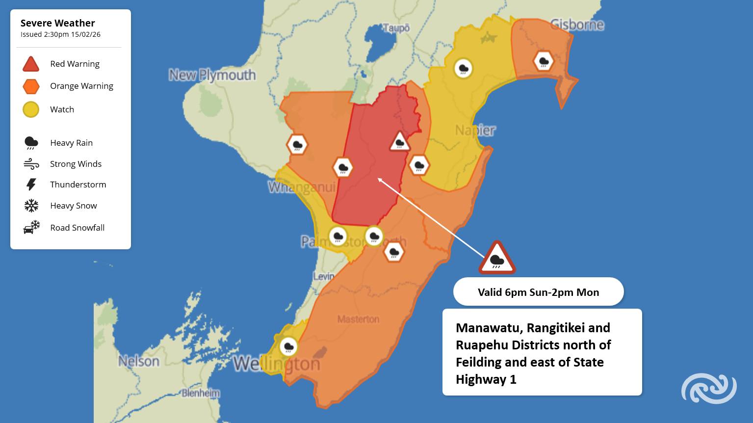 MetService - 🔴🔴 RED HEAVY RAIN WARNING IN FORCE FOR MANAWATU ...