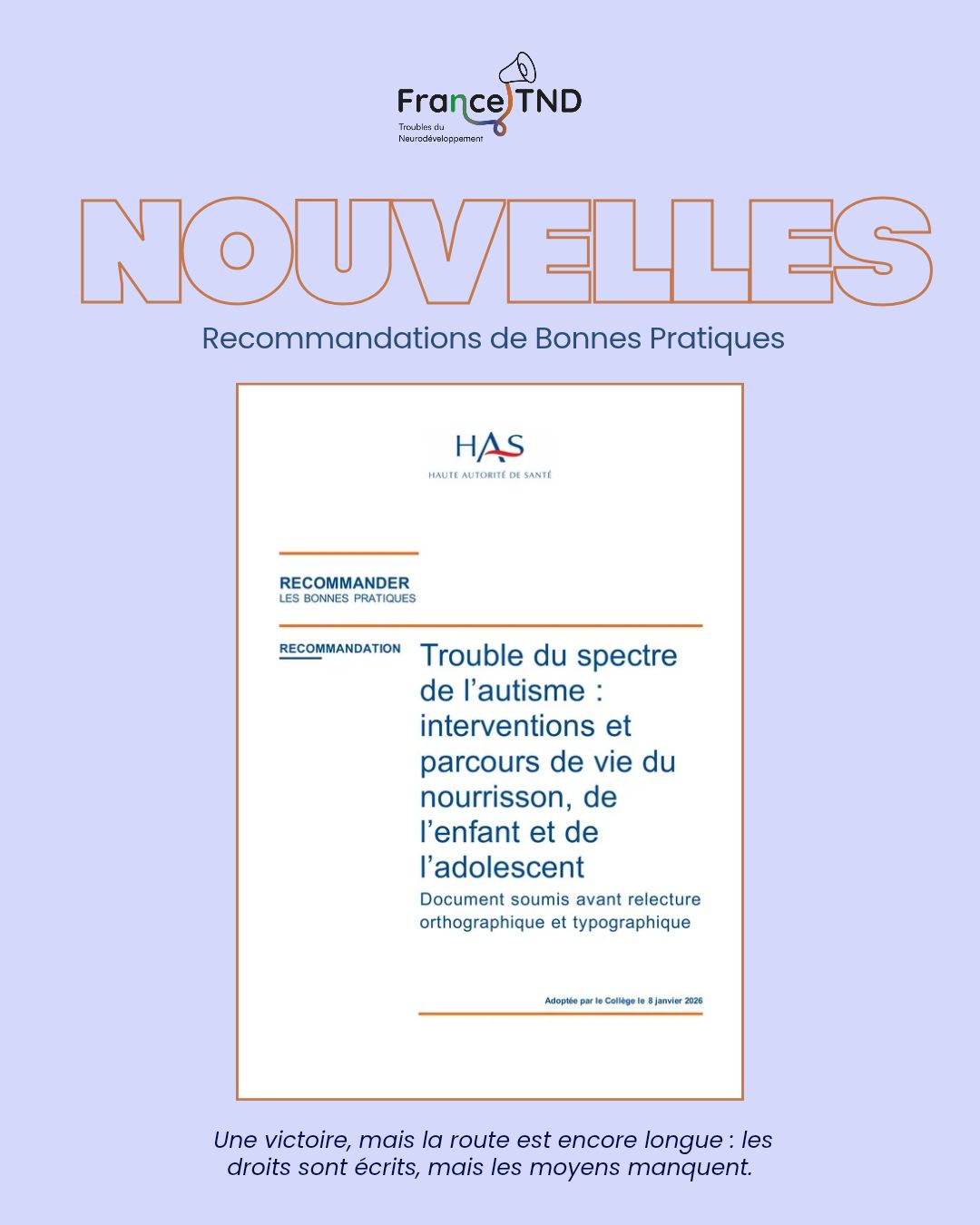 France - La Haute Autorité de Santé (HAS) vient de publier les ...