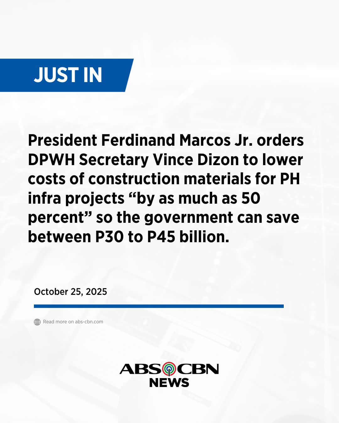 ABS-CBN - JUST IN: President Ferdinand Marcos Jr. orders DPWH Secretary ...