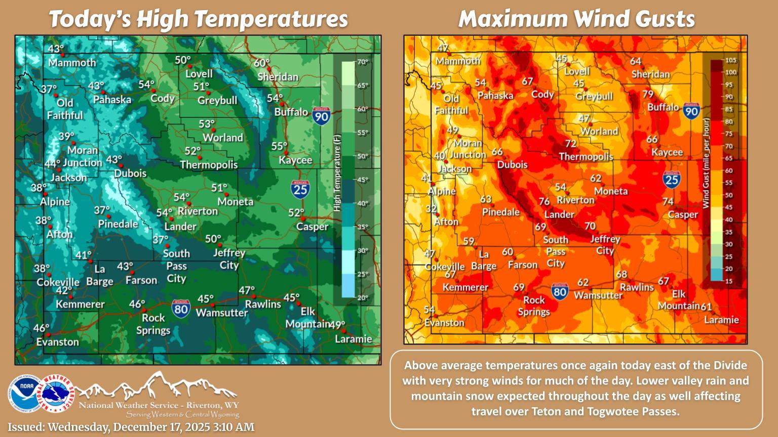 US - Warmer than average temperatures and windy conditions for today ...