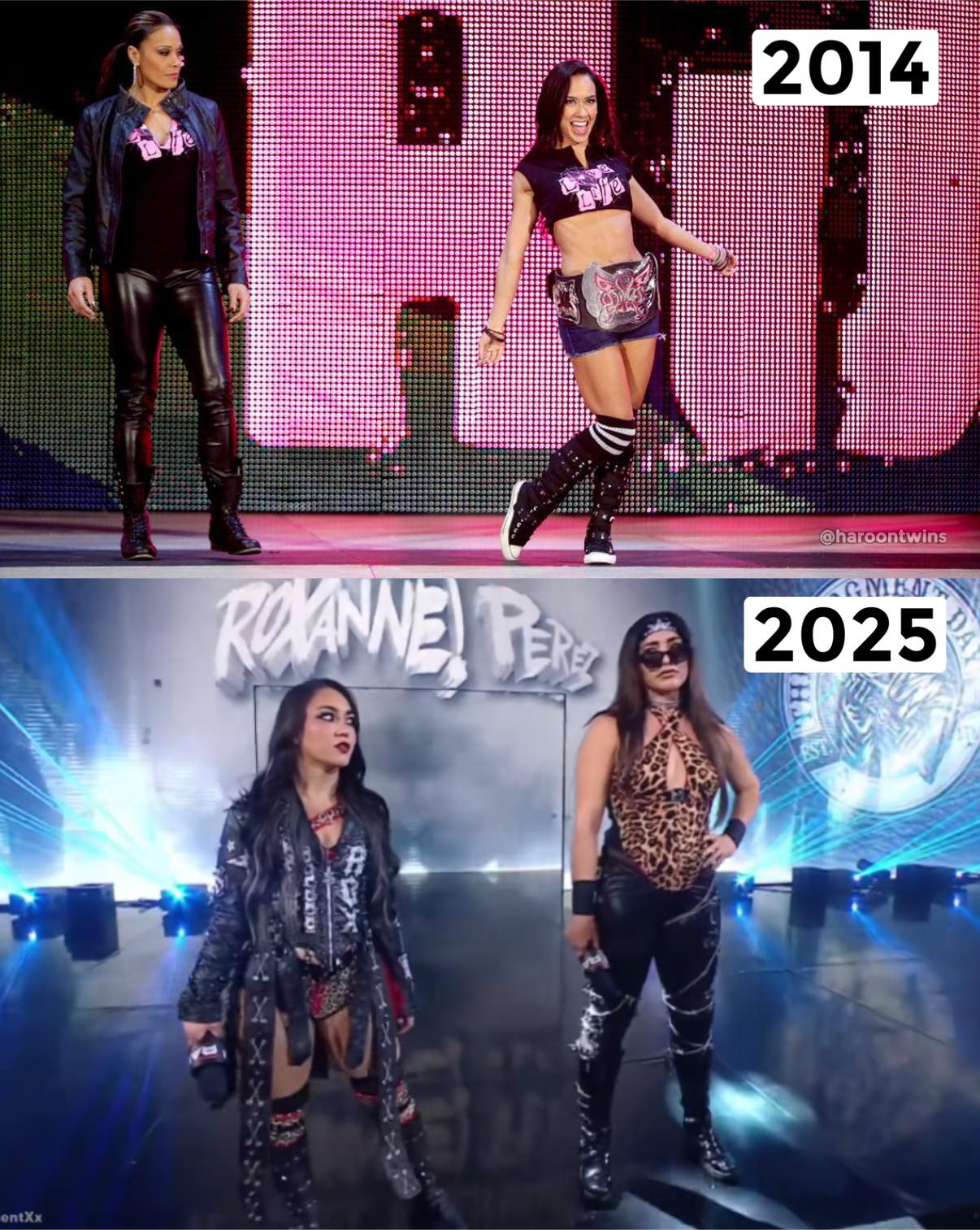 Haroon Twins - 2014: AJ Lee & Tamina 🫱🏻‍🫲🏼 2025: Roxanne &... | Facebook