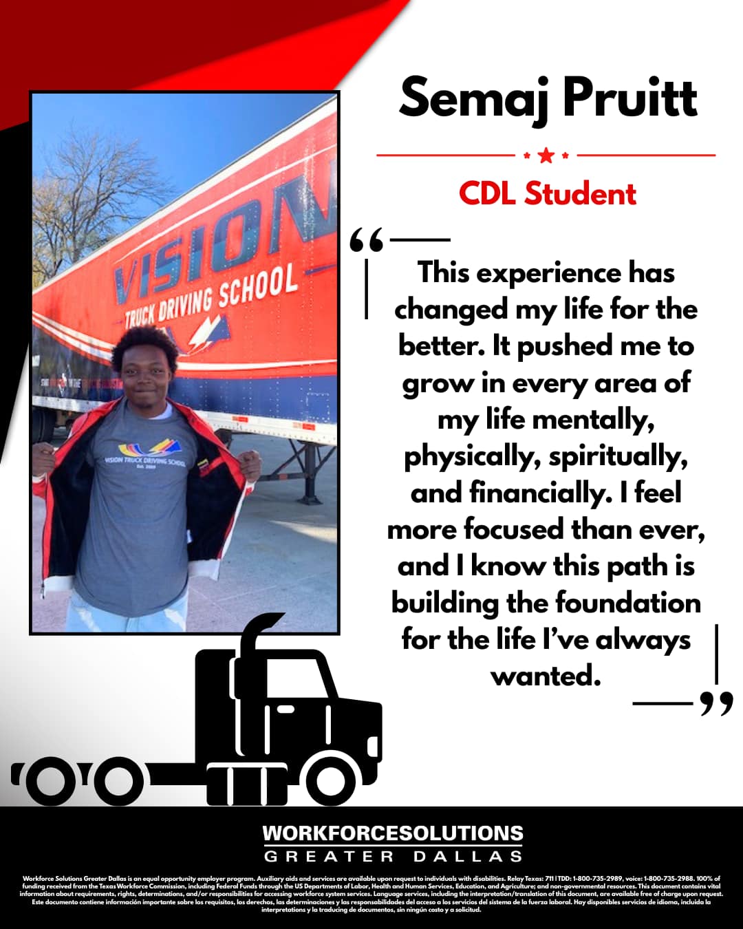 Workforce - 🚚 Meet Semaj Pruitt, a CDL student who’s transformed his ...
