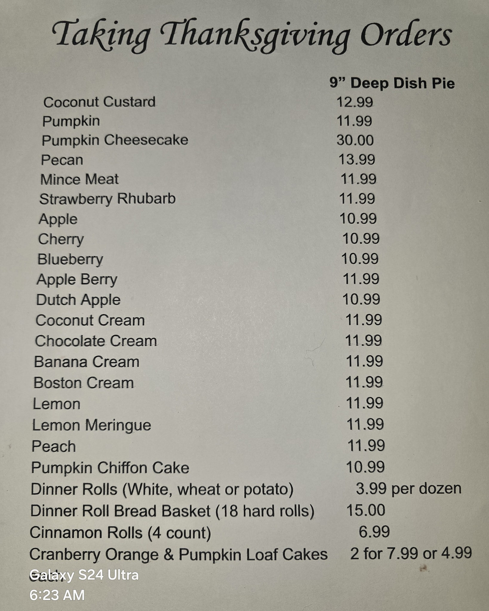 My - It's that time to start ordering your Thanksgiving Pies. NEW Peach ...