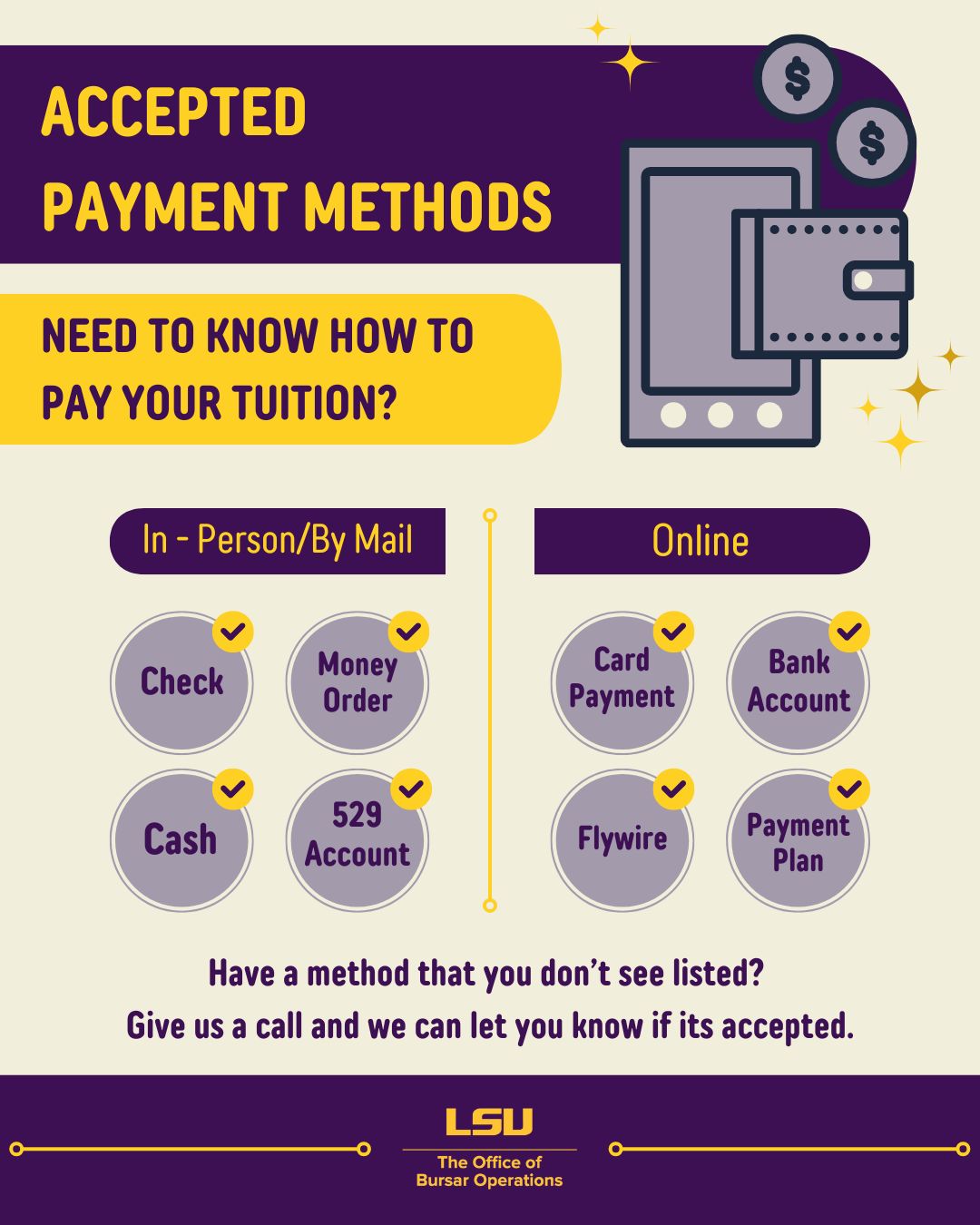 💳 Spring 2026 Payment Options... - LSU Bursar Operations | Facebook