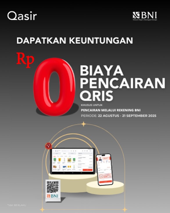 Qasir - QRIS Bebas Biaya Pencairan dengan Rekening BNI!... | Facebook